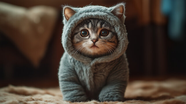 かわいい服を着たねこ