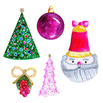Christmas Motifs Hand-painted Watercolour Illustration