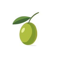 Simple flat 2D icon green olive isolated on a transparent background, vector, flat design, animation design, vector, flat design, animation design, simple flat 2D icon, minimalist design