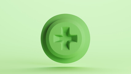 Obraz premium Green bionic hardware bolt screw shape component technology design element neutral monochrome pale light mint tones pastel green background 3d illustration render 