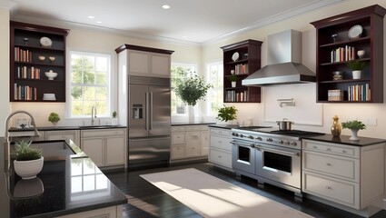 modern kitchen interior with kitchen