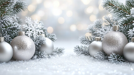 Festive Christmas Ornaments with Snowy Decorations