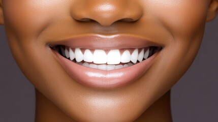 Obraz premium Detailed shot of a person s face smiling while drinking coffee, focus on lips and cup, soft natural light, everyday comfort