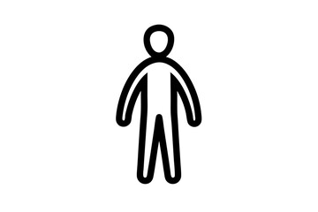 Minimalistic Person Icon - Outlined Standing Human Figure Vector