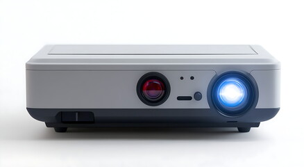 Obraz premium Front view of a white projector isolated