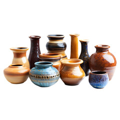 Set of Artisanal Handcrafted Pottery Pieces Showcasing Unique Ceramic Design