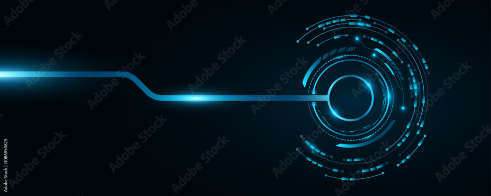 Poster futuristic glowing hud circle with circuit board. tech elements for sci-fi user interface. digital r