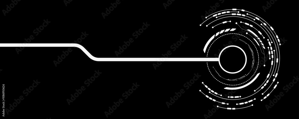 Poster futuristic hud circle with circuit board. tech elements for sci-fi user interface. digital ring in m