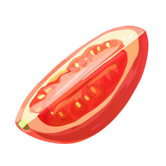 Simple flat 2D illustration of sliced tomato isolated on a white background, sliced tomato	