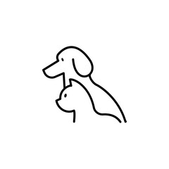 Adobe IlluOutline icon of a dog and cat together, perfect for pet care, animal lovers, and veterinary themes.strator Artwork