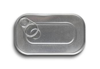Blank sardine tin can isolated on transparent background