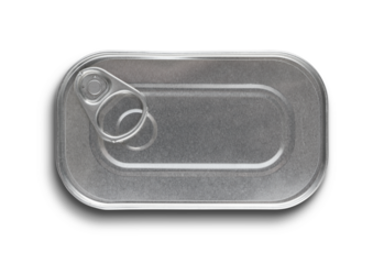 Blank sardine tin can isolated on transparent background