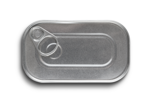 Blank sardine tin can isolated on transparent background