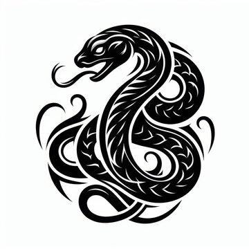 snake black set silhouette illustration Isolated on white background