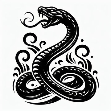 snake black set silhouette illustration Isolated on white background