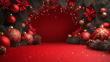 Merry Christmas and Happy New Year Red Background
