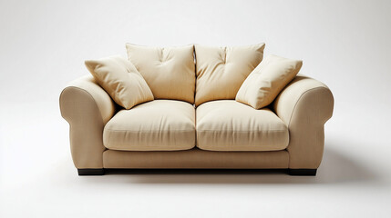 Fototapeta premium Elegancki sofa z obszernymi, miękkimi poduszkami w nowoczesnym stylu.