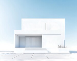 Minimalist house front elevation mockup with white exterior and clean lines for text and commercial use