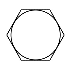 Circle inscribed in a hexagon isolated on white illustration. Geometry. Maths. Science, education
