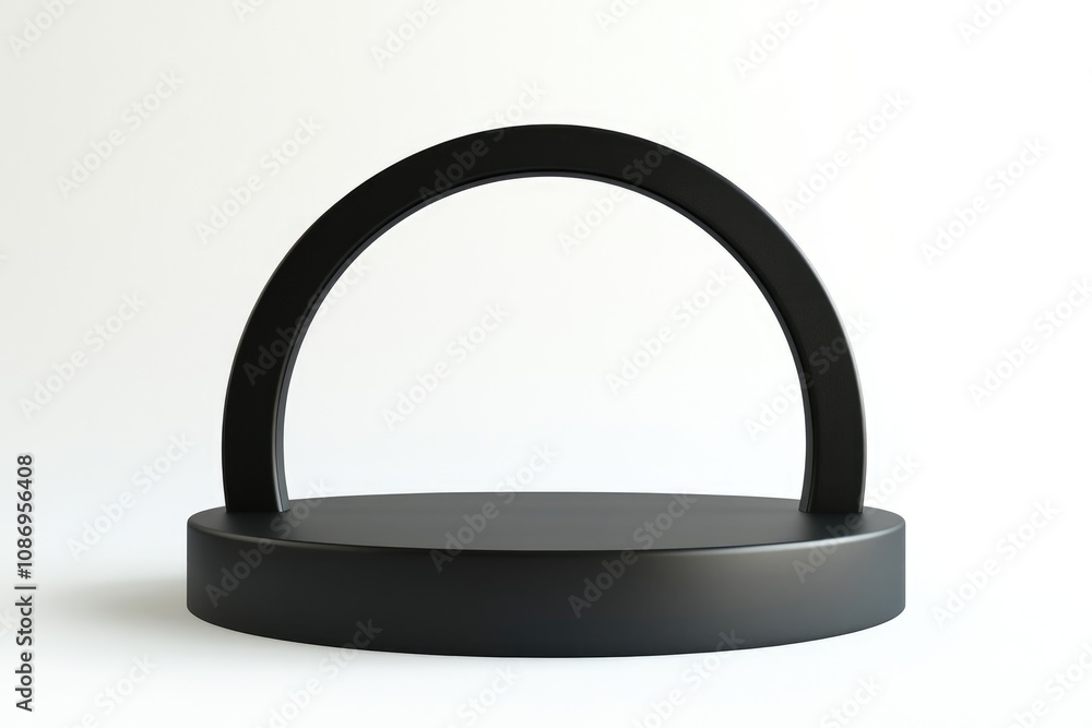Poster minimalist display: blank pedestal setup for product showcasing on clean white backdrop in 3d perspe