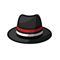 fedora hat black vector icon on white background
