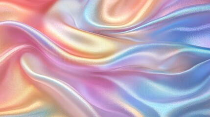 Iridescent Silk Fabric Flowing in Soft Pastel Hues