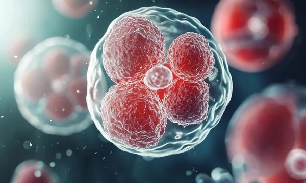 Microscopic View of Four-Cell Embryo During Early Development