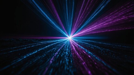 Obraz premium Bright laser light with blue and violet beams