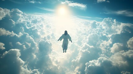 Fototapeta premium Resurrection of jesus as ascending to the heaven, christian easter event,