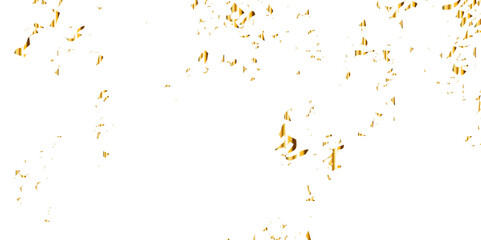 Luxury golden confetti glitter and zigzag ribbon falling down on transparent background. Holyday, festive and celebration background. Vector illustration.
