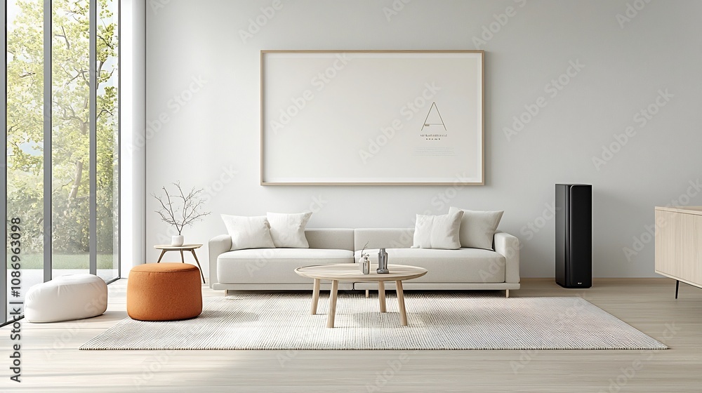 Aufkleber spacious and elegantly designed living room with a large iso a sized frame mockup displayed prominen