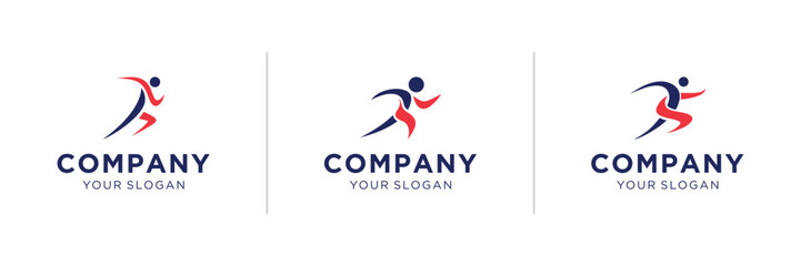 Running Person Logo Design Illustration. Marathon Runner Vector. Sprinter Icon. Running Club, Sports and Fitness Club Logo Concept.