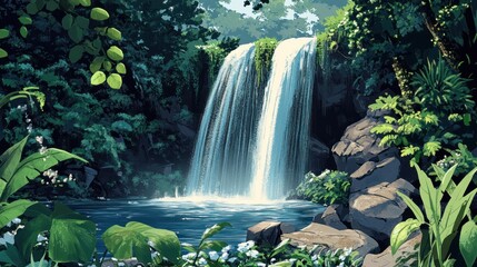 Naklejka premium Waterfall in the Forest