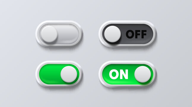 On off switch button ui isolated white background. Vector
