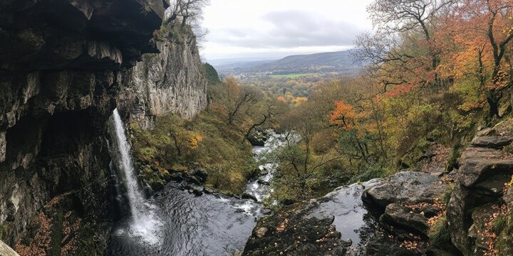 Majestic Waterfalls of Sgwd Ddwli Isaf on the River Neath, South Wales: A Hiking Paradise