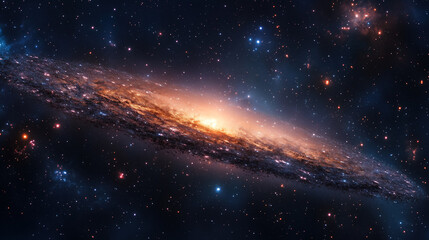 A breathtaking view of a spiral galaxy illuminated by distant stars in the vastness of space during...