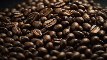 Freshly roasted coffee beans on a rustic surface