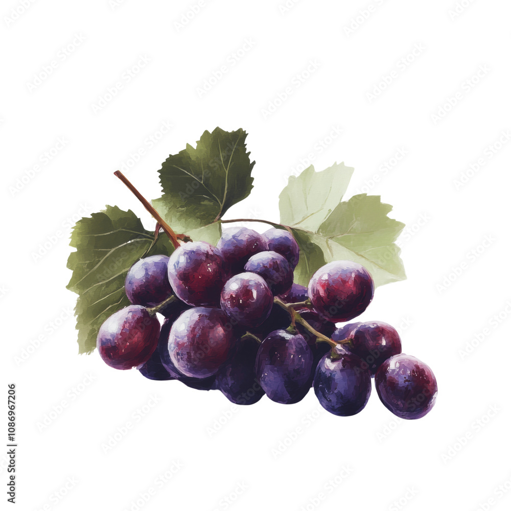 Poster fresh red grapes on a transparent background