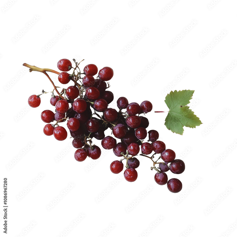 Poster fresh red grapes on a transparent background
