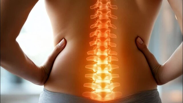 Glowing human spine in medical visualization