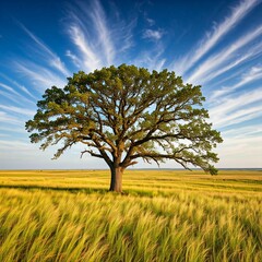 Obraz premium Windswept Oak on the Rolling Plains