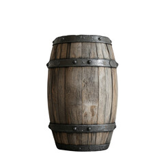 Obraz premium Rustic Wooden Barrel with Metal Bands on transparent Background