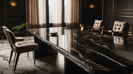Luxury emperador marble table corner view with clipped background