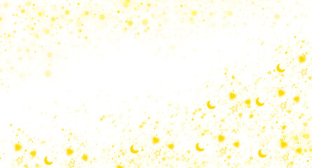 Yellow confetti background of stars and moon