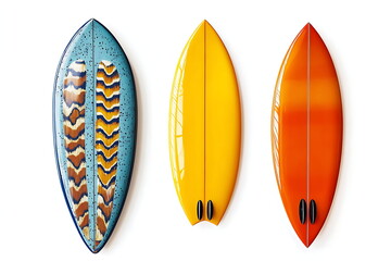 Set of surfboards isolated on a white background