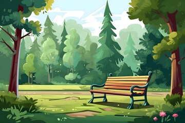 Illustration of a serene forest pathway flanked by tall trees with sunlight filtering through the leaves, casting long shadows on the ground, in a warm autumn setting. river, view, cloud - sky,