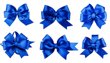 blue ribbon bow set isolated transparent png