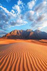 Naklejka premium Desert Mountain Sunrise Landscape