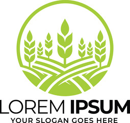 Obraz premium Modern Agriculture Logo – Growing Plant & Field Design