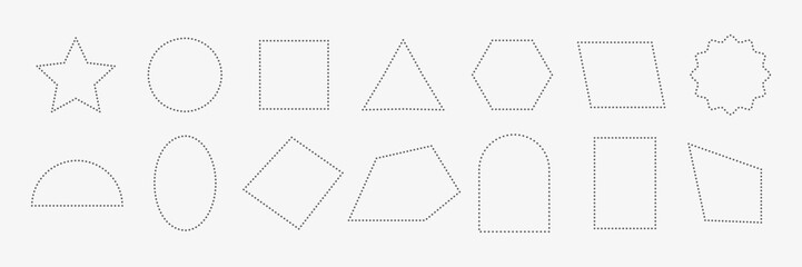 Basic 2d dotted shape set. Vector illustration